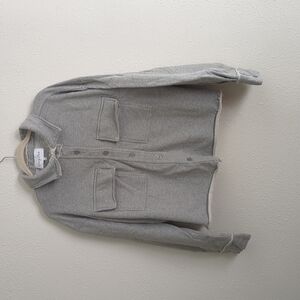 Emery Park Gray Button Down Sweatshirt Jacket Shacket Slightly Cropped Medium